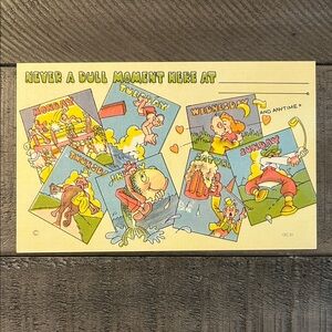 Vintage Cartoon Postcard with Weekly Humor